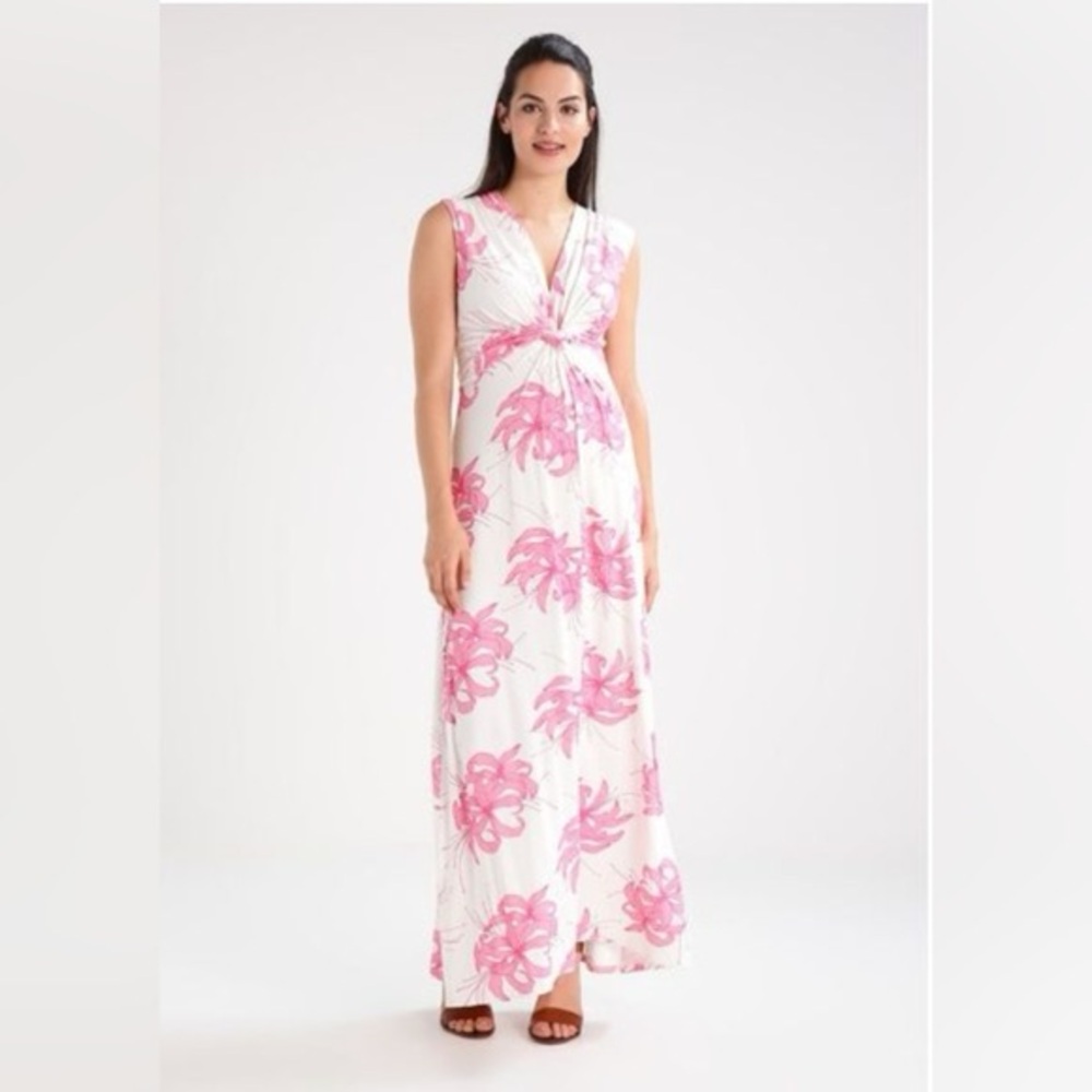 Madderson London Annabel Hydrangea Maxi Dress Medium Pink/White Maternity